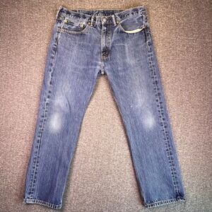 Levis 505 Jeans Mens 36x30 Blue Med Wash Regular Fit 100% Cotton Denim Fits36x29